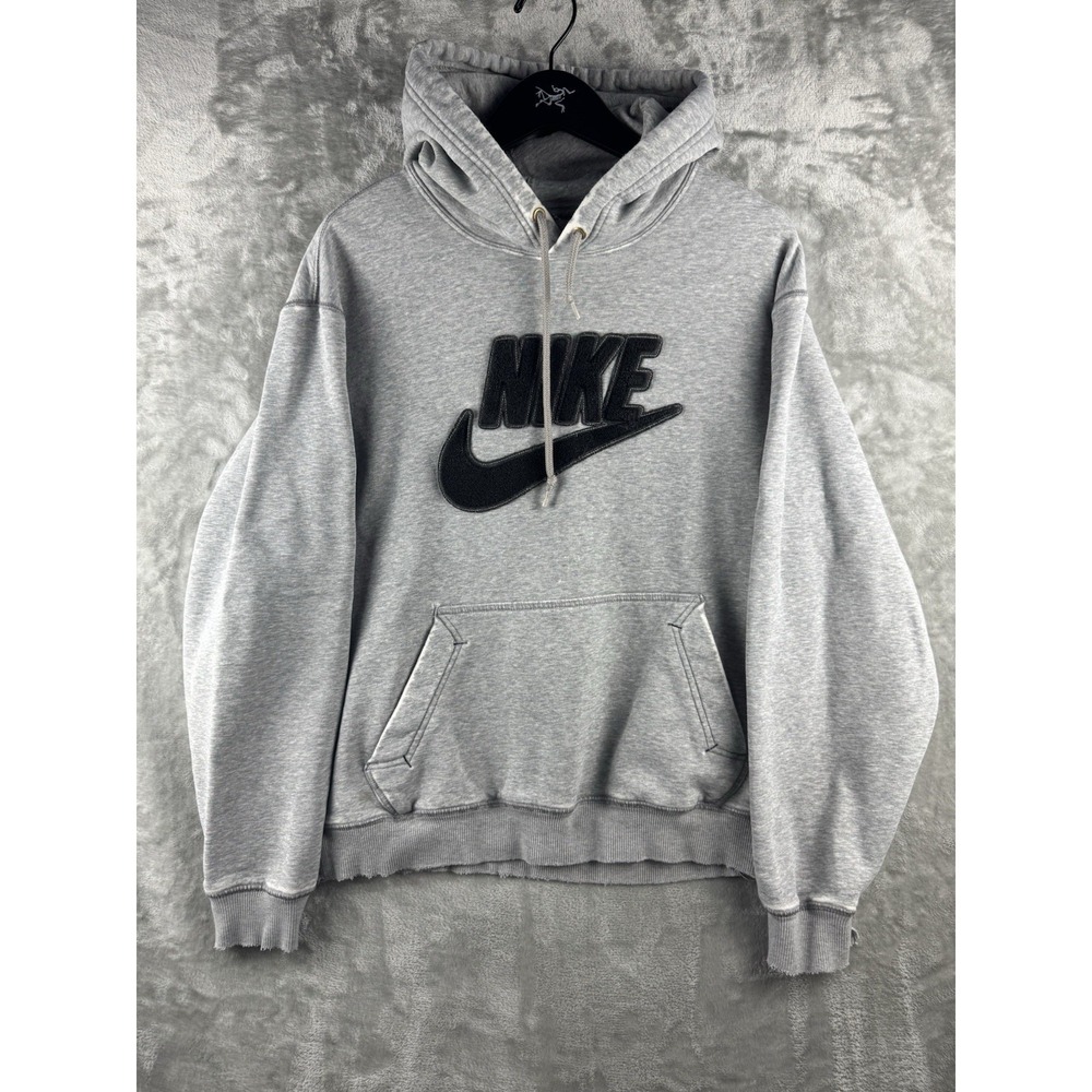 Vintage Nike Hoodie Gray Embroidered Center Swoosh‎ Pullover Mens Medium Y2K